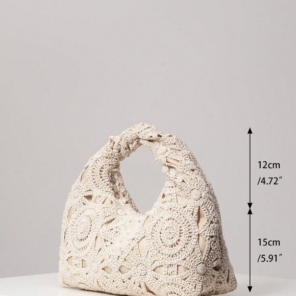 Apricot Boho Women's Hollow Floral Woven Bag - Picture 8 of 8